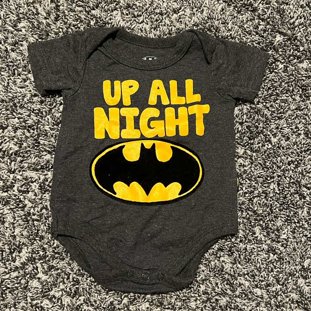 ❌SOLD❌ Baby 0-3mo Batman Gray and Yellow One Piece